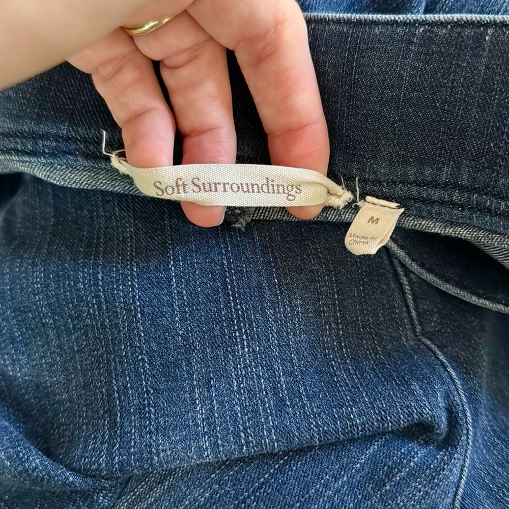 Soft Surroundings Wide Leg Crop Jeans Button Side Sz M - Picture 10 of 13